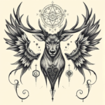 Surrealism Elk Tattoo