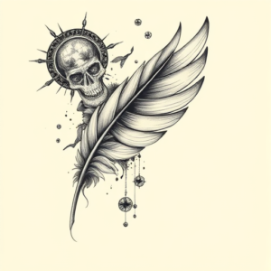 Surrealism Feather Tattoo