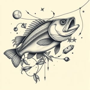 Surrealism Fishing Tattoo