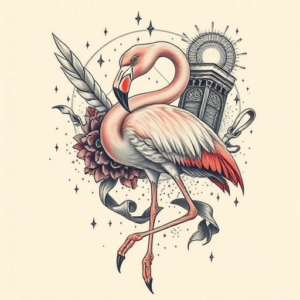 Surrealism Flamingo Tattoo