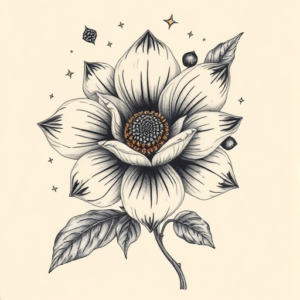 Surrealism Flower Tattoo