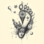 Surrealism Footprint Tattoo