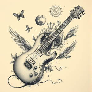 Surrealism Guitar Tattoo