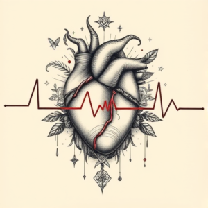 Surrealism Heartbeat Tattoo