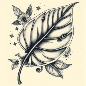 Surrealism Leaf Tattoo