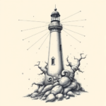Surrealism Lighthouse Tattoo