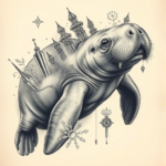 Surrealism Manatee Tattoo