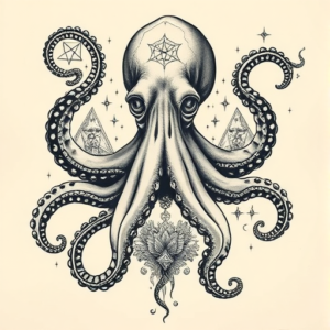 Surrealism Octopus Tattoo