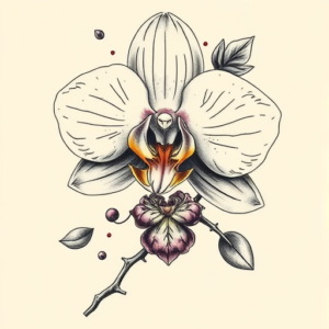 Surrealism Orchid Tattoo