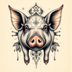 Surrealism Pig Tattoo