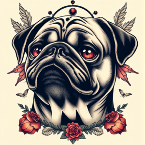 Surrealism Pug Tattoo