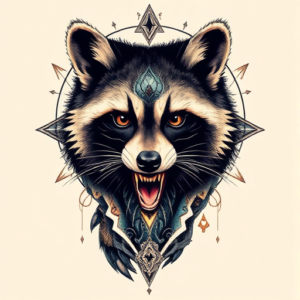 Surrealism Raccoon Tattoo