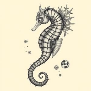Surrealism Seahorse Tattoo