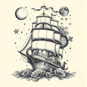 Surrealism Ship Tattoo