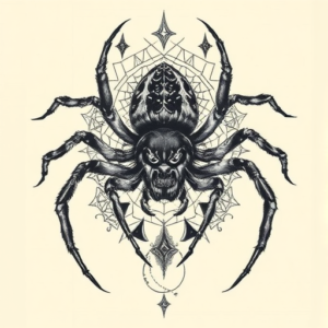 Surrealism Spider Tattoo