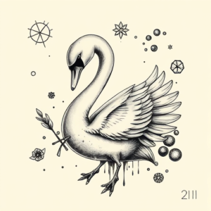 Surrealism Swan Tattoo