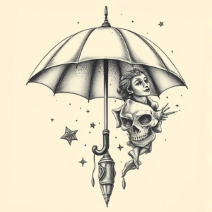 Surrealism Umbrella Tattoo