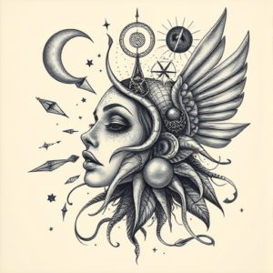 Surrealism Unalome Tattoo