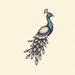 Tiny Peacock Tattoo
