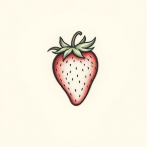 Tiny Strawberry Tattoo