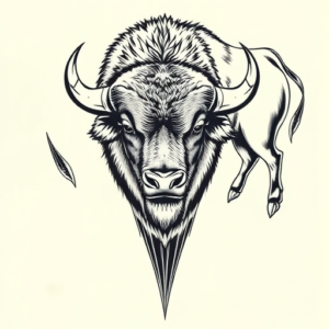 Top View Bison Tattoo