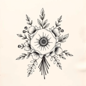 Top View Bouquet Tattoo