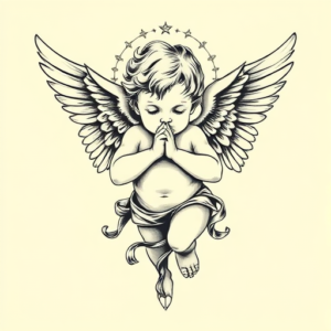 Top View Cherub Tattoo