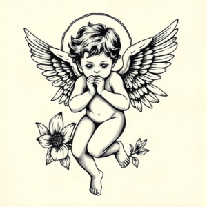 Top View Cupid Tattoo