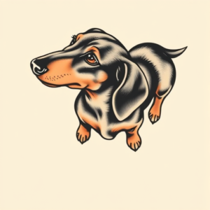 Top View Dachshund Tattoo