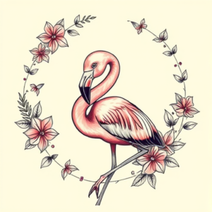 Top View Flamingo Tattoo