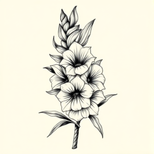 Top View Gladiolus Tattoo