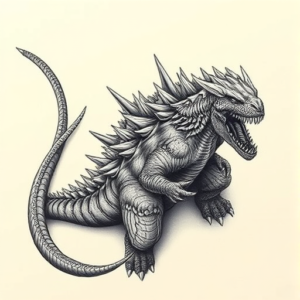 Top View Godzilla Tattoo