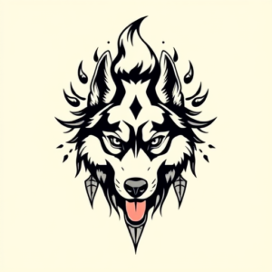 Top View Husky Tattoo