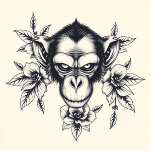 Top View Monkey Tattoo