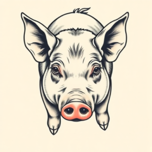 Top View Pig Tattoo