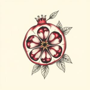 Top View Pomegranate Tattoo