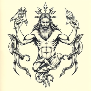 Top View Poseidon Tattoo