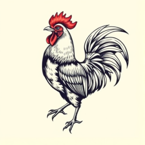 Top View Rooster Tattoo