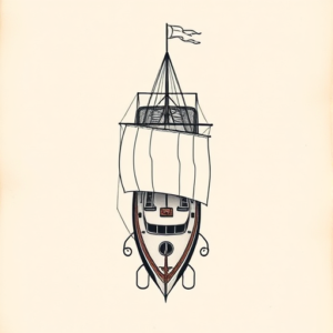 Top View Ship Tattoo