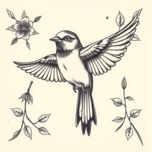 Top View Sparrow Tattoo