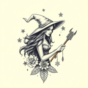 Top View Witch Tattoo