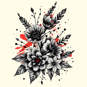 Trash Polka Botanical Tattoo