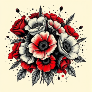 Trash Polka Bouquet Tattoo