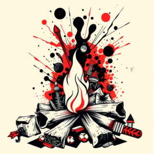 Trash Polka Campfire Tattoo