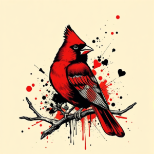 Trash Polka Cardinal Tattoo