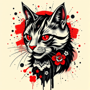 Trash Polka Cat Tattoo