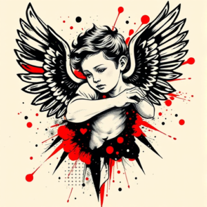 Trash Polka Cherub Tattoo