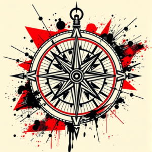 Trash Polka Compass Tattoo