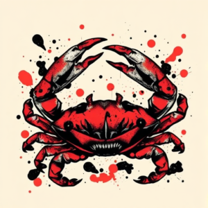 Trash Polka Crab Tattoo