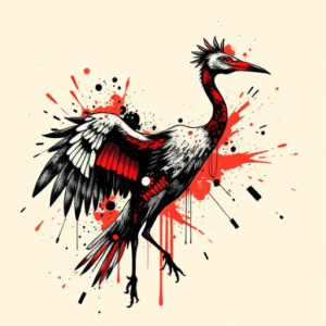 Trash Polka Crane Tattoo